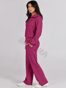 Conjunto a juego de 2 piezas Sweat Lounge para mujer al por mayor-Sudadera y pantalones de chándal de gran tamaño - Product Image 3
