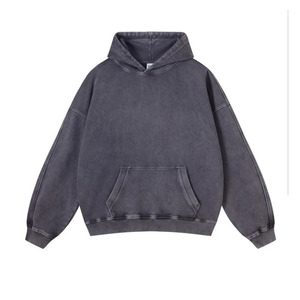 Autumn Slim Fit Solid Color French Cotton Hoodie Customized Puff Printed Plus Size 6XL Gym Wear Wholesale Blank Hoodie - Product Image 6