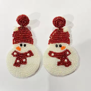 Festive Christmas Dangle <b>Earrings</b> for Women Handmade Beaded <b>Holiday</b> Jewelry Classic Party Fashion Hoop Style - Product Image 6