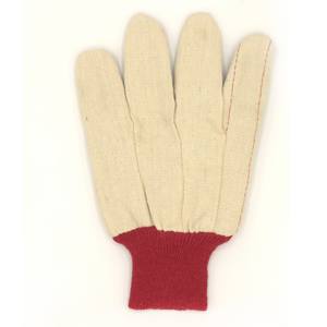Gants de travail en toile à double paume 100% coton avec poignet en tricot rouge Gants de sécurité abordables pour usage industriel et en entrepôt - Product Image 2