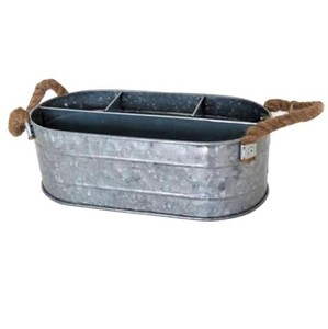 Single Tier Galvanized Metal Eco-Friendly Modern Design Cutlery Utensil Holder <b>Kitchen</b> <b>Storage</b> <b>Rack</b> Wooden Handle Non-Folding - Product Image 3