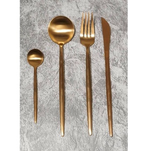 Juegos de cubiertos con revestimiento de oro PVD de metal hechos a mano con mango largo delgado para mesa de comedor, vajilla, juegos de cubiertos para comer - Product Image 2
