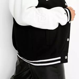 Chaqueta Varsity para mujer, Material de lana 100%, ropa de calle ligera de secado rápido, chaqueta de retazos universitarios de béisbol, logotipo personalizado - Product Image 5