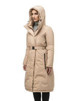 Parka à capuche ceinturé pour femmes avec logo personnalisé de haute qualité, veste bouffante et doudoune d'hiver matelassée en duvet à bulles pour femmes