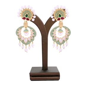 Pendientes colgantes AD antiguos elegantes, perlas artificiales de lujo, chapados en oro personalizados, joyería de oro AD, joyería de moda directa para bodas - Product Image 1