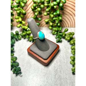 Bague sertie de pierres de turquoise Kingman, en argent sterling plaqué or rose 18 carats, fabrication Navajo, taille 7, cadeau, marque privée 'IS', licence - Product Image 2