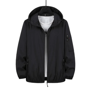 Veste de sport décontractée pour homme-Imperméable, polyester, à capuche avec fermeture éclair sur le devant pour le printemps/automne - Product Image 5