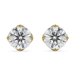 Boucles d'oreilles clous rondes en diamant de laboratoire RATAN JEWELS pour femme, or jaune 14 carats, clarté VVS, couleur E, certifiées - Product Image 2