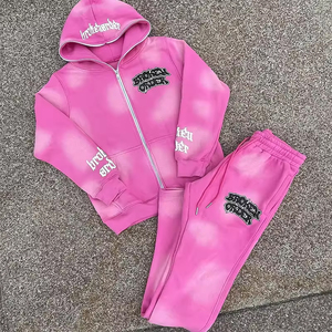Ensembles de survêtements deux pièces de qualité supérieure 100% coton tissu Style personnalisé Logo pierre du Rhin avec survêtements lavés à l'acide pour unisexe - Product Image 1