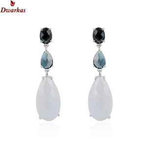 Boucles d'oreilles en argent sterling 925 de luxe avec topaze bleue de Londres pour femmes - Product Image 2