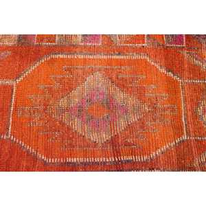 Tapis turc Herki 2,7 x 9,9 pieds, tapis en laine vintage à motifs floraux orange - Product Image 5