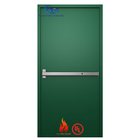 Porte coupe-feu en acier homologuée UL XZIC avec cadre, résistance au feu 1/2/3H, porte simple avec barre anti-panique, revêtement en poudre pour usine et hôpital