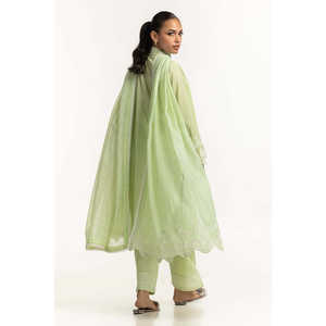 Dupatta Verde Munaar con Bordado Lurex para Mujer, para Festivales, Fiestas Étnicas, Bodas, para Usar con Salwar Kameez - Product Image 3
