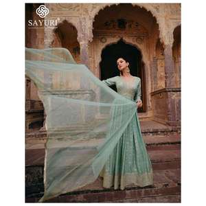 Fancy Evergreen Designer Dress Pure Viscos Jacquard Silk Salwar Suit & Dupatta con bordado Work Exportador y proveedor indio - Product Image 4
