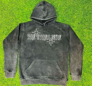 Custom Men's 400gsm Heavyweight Acid Wash Hoodie Polyester/Cotton Fleece Pullover Oversized Fit Letter Pocket Design Winter - Product Image 6