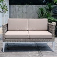 Conjunto de Sofás de Mimbre para Exteriores, Resistente a los Rayos UV, Muebles de Jardín de Mimbre Sintético, Diseño Contemporáneo Impermeable con Cojines de Espuma de Alta Densidad