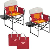 Chaise pliante portable robuste et surdimensionnée en acier inoxydable, chaise de camping de directeur avec table latérale et poche, pour la plage et l'extérieur