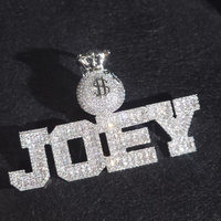 Pendentif Hip Hop Bling personnalisé en argent 925 avec symbole dollar serti de diamants Moissanite pour hommes et femmes
