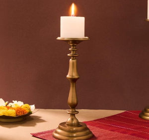 Best Brass Candle Base with Holder for Aromatic or <b>Pillar</b> Candles in Any Interior Setting Available at Bulk Quantity - Product Image 1