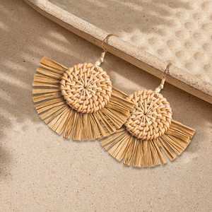 Pendientes de Perlas Tejidas de Ratán Vintage de Vietnam - Unisex, Regalo de Compromiso, Boda, Fiesta para Mujer, JOLENE - Product Image 4