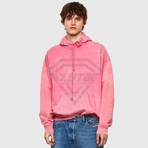 Sudadera con capucha para hombre de algodón orgánico lavado Vintage de peso pesado de talla grande lavado ácido personalizable servicio OEM ropa de invierno - Product Image 4