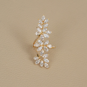4.83 Ct Lab Grown Diamond Floral Statement <b>Ring</b> <b>14K</b> Solid Yellow <b>Gold</b> Marquise Diamond Open <b>Ring</b> - Product Image 1