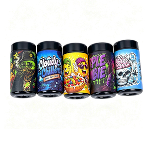 Bocaux en verre UV noir mat de 100 ml imprimés sur mesure avec couvercles anti-odeur résistants aux enfants pour le stockage en gros d'herbes sèches et de fleurs - Product Image 4