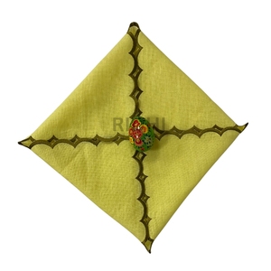 Serviettes brodées festonnées en lin pur vert 100 % coton, tendance, pour fêtes à domicile, événements de mariage, style ferme, cadeaux pour demoiselles d'honneur - Product Image 4