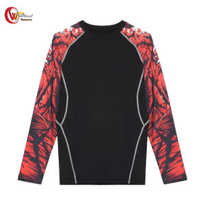 El mejor producto más vendido Rash Guard en manga larga Último diseño MMA Wear Color sólido Rash Guard - Product Image 3