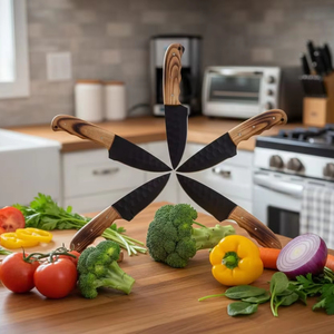 Ensemble de couteaux de chef professionnels, forgés à la main en acier au carbone, 5 pièces, manche en bois octogonal, ambidextre, durable, léger - Product Image 3