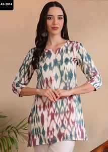 Kurtis Cortos de Rayón Informales y de Uso Diario con Estampado Digital, Ropa Festiva, Kurtis Cortos Elegantes con Tallas Grandes - Product Image 4