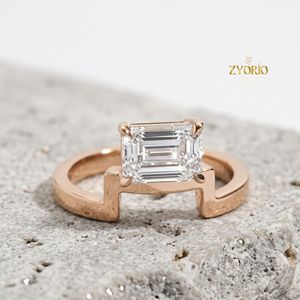 Emerald Cut Moissanite Diamond Engagement <b>Ring</b> 18K Solid Gold Luxury Fine Jewelry Solitaire <b>Ring</b> <b>For</b> Women <b>Men</b> - Product Image 4