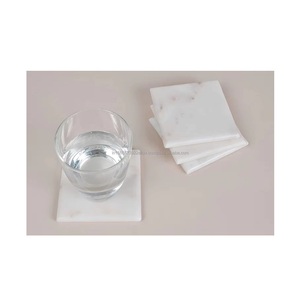 Ensemble de 4 sous-verres carrés en marbre les plus vendus fournisseur indien tapis de décoration de salle à manger élégants et tampons - Product Image 1