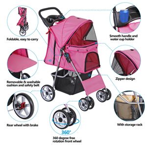 Cochecito plegable para mascotas con freno trasero, cojín interior suave y diseño plegable, solución personalizada para la movilidad de las mascotas, 2, 2 - Product Image 2