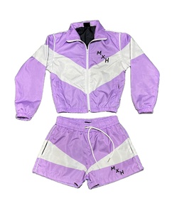 Windbreaker Reflective Front Logo Jacket & Shorts Set 100% Nylon Waterproof Lightweight Streetwear Autumn Unisex Men - Product Image 5