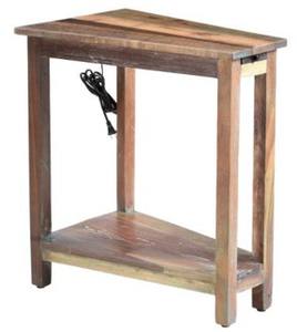 Modern Chevron 'V' Shaped Wood Side <b>Table</b> USB Charger Removable Adjustable Storage Features for Home Hotel Living Room Furniture - Product Image 2