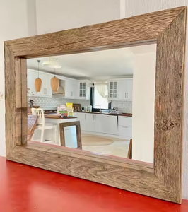 Miroir de toilette mural en bois moderne personnalisé, miroir de beauté de bureau en bambou par Azora Industries - Product Image 1