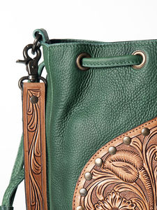 High Quality Luxury Western Cowgirl Style Genuine Leather Custom <b>Tassel</b> Flower Decoration Autumn Bucket Bag Purse - Product Image 2
