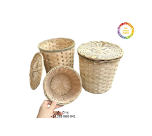 Premium Handmade Bamboo Tea <b>Basket</b> <b>with</b> Natural <b>Woven</b> <b>Lid</b> Storage Container for Tea Coffee and Spices - Product Image 3