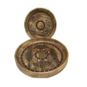 Bone Inlay Decorative Platters Classic Design Kitchenware <b>Round</b> <b>Tray</b> Dinner Serving Platters <b>Tray</b> in Good Price - Product Image 2