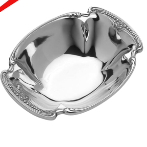 Cuenco para servir comida de metal con acabado plateado de forma redonda de aspecto increíble para hotel en casa - Product Image 4