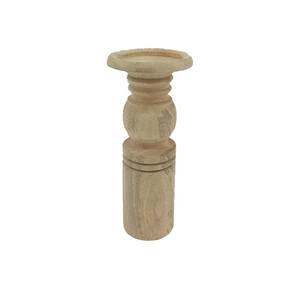 Soporte de pilar de vela de madera de Acacia acabado marrón para el hogar y la iluminación de mesa de Navidad decoración hecha a mano a granel - Product Image 1