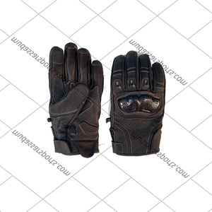 Gants de moto d'hiver en cuir premium, imperméables, compatibles écran tactile, avec protection des doigts et des phalanges, légers et extensibles, à boucle. - Product Image 1