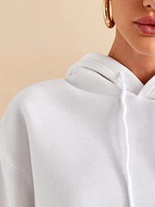 Top corto de cintura adelgazante Sudadera con capucha de invierno de manga larga Sudadera con capucha personalizada Sudaderas con capucha sólidas para mujer - Product Image 2