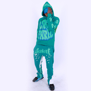 Fabricant de lavage à l'acide recadrée personnalisé hommes coton lourd Vintage Boxy survêtement Streetwear broderie écran polaire - Product Image 1