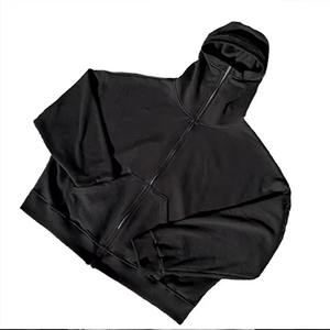 Pasamontañas con capucha personalizable de algodón 100% para hombre con capucha doble con cremallera y hombros caídos Ajuste de gran tamaño Ideal para la comodidad del invierno - Product Image 1