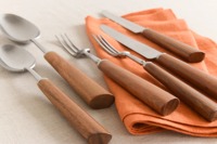 Ensemble de couverts en métal, couteau, fourchette, cuillère, ensemble de couverts en acier inoxydable avec manche en bois, argenterie de haute qualité, écologique, luxueux