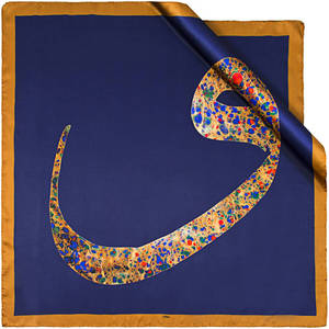 Colorful Aker Designer Hand-Drawn Silk Scarf - Product Image 1