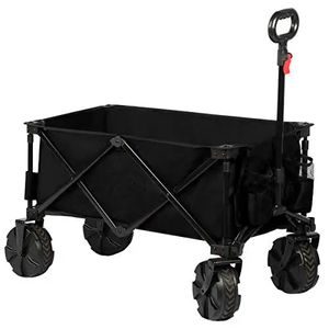 Collapsible <b>Folding</b> Utility Wagon <b>Cart</b> with 8 Inches Wheels Telescoping Handle for Outdoor Garden and Beach Use - Product Image 1