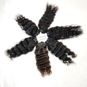 Extensiones de cabello humano de templo indio de doble trama virgen, mechones ondulados sedosos de Color Natural crudo, rizo vietnamita de onda profunda suelta - Product Image 2